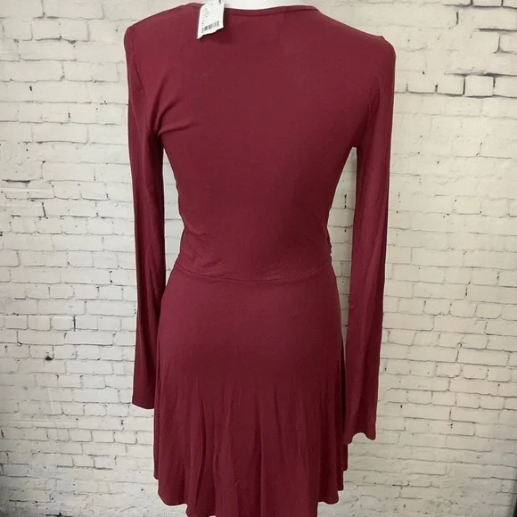 Free People Beach Womens Vance Mini Swing Dress Maroon Fit Flare Size S NEW E2 - Picture 7 of 12